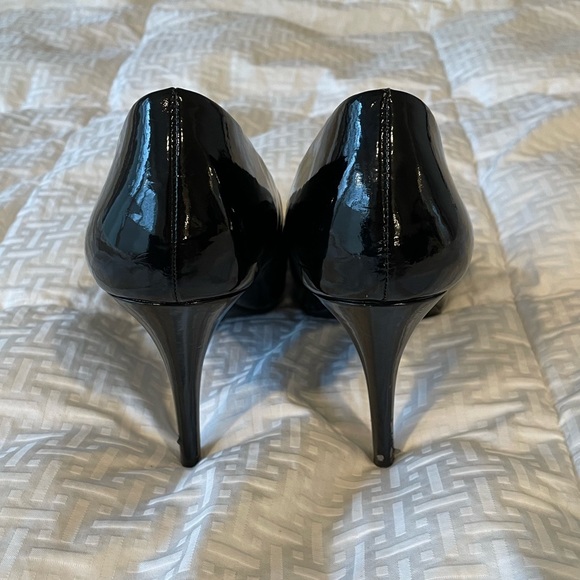 Patent Black Almond Toe Stilettos - Picture 3 of 4